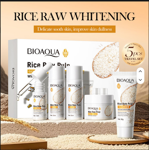 BIOAQUA Rice Raw Pulp Whitening Travel Kit — 5 pcs