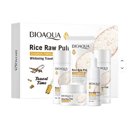 BIOAQUA Rice Raw Pulp Whitening Travel Kit — 5 pcs