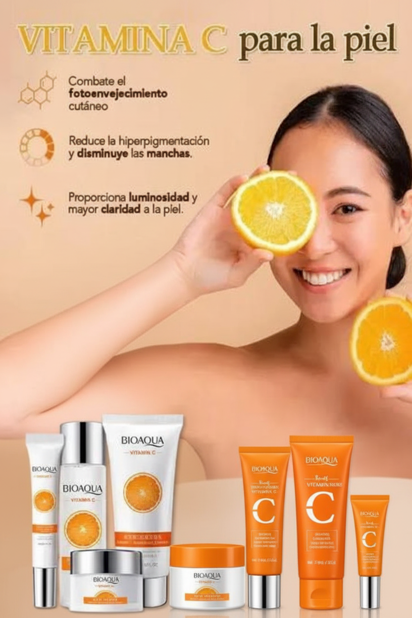 BIOAQUA Vitamin C Brightening Skincare Set infografia beneficios