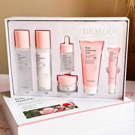BIOAQUA Rose Hyaluronic Acid Skincare Set — 6 pcs