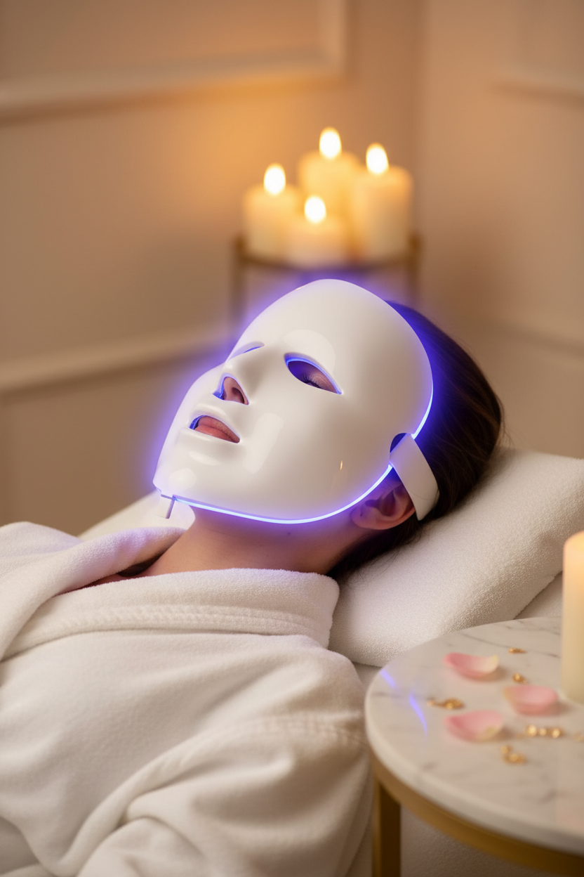 Modelo con LED Mask GLOW VERA