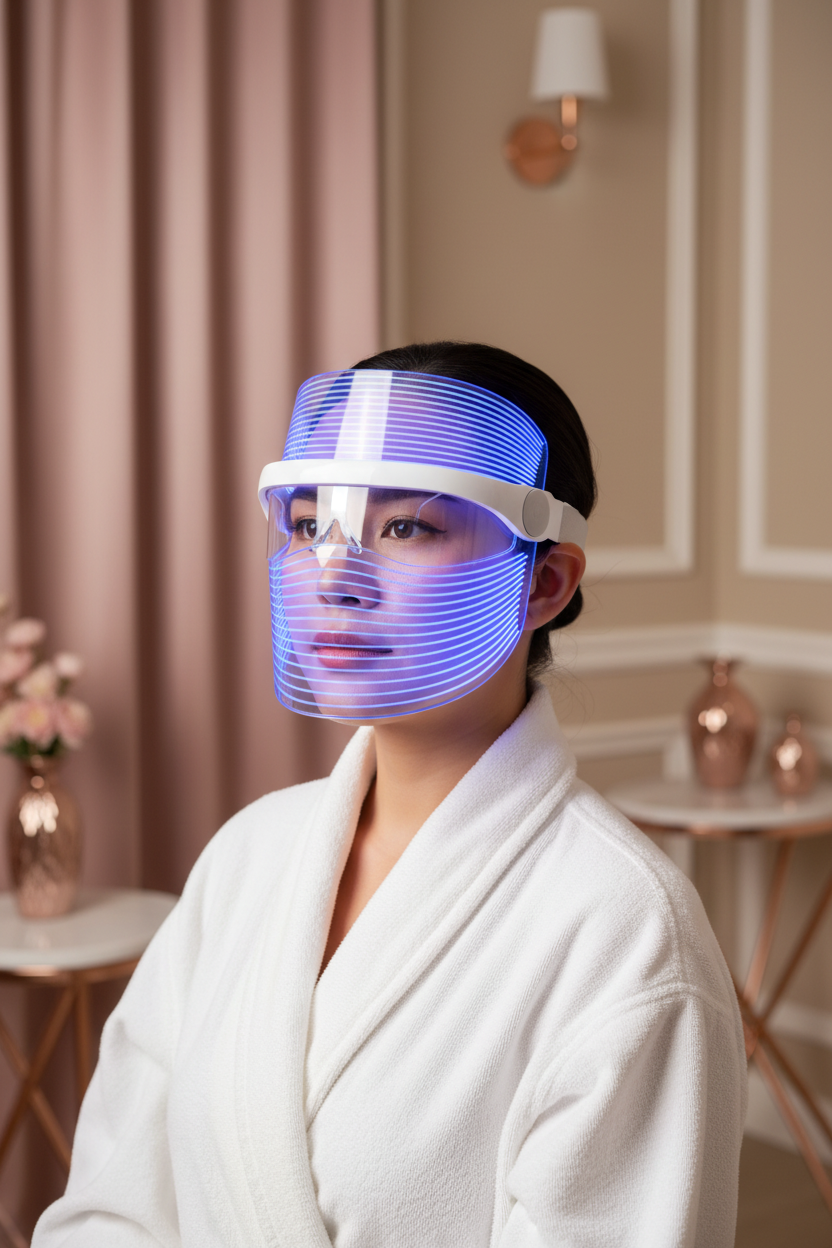 Modelo LED Mask Azul Intenso GLOW VERA