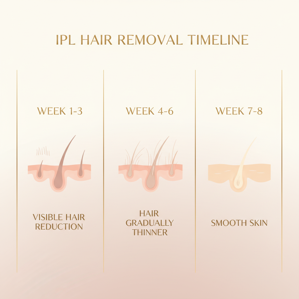 Timeline reducción vello